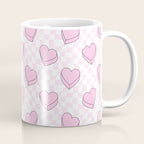 Pink love heart candy checkered pattern Coffee Mug Gallery Image 1