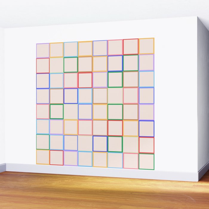 Pastel Color Square Pattern Checkered Wall Mural Gallery Image 2