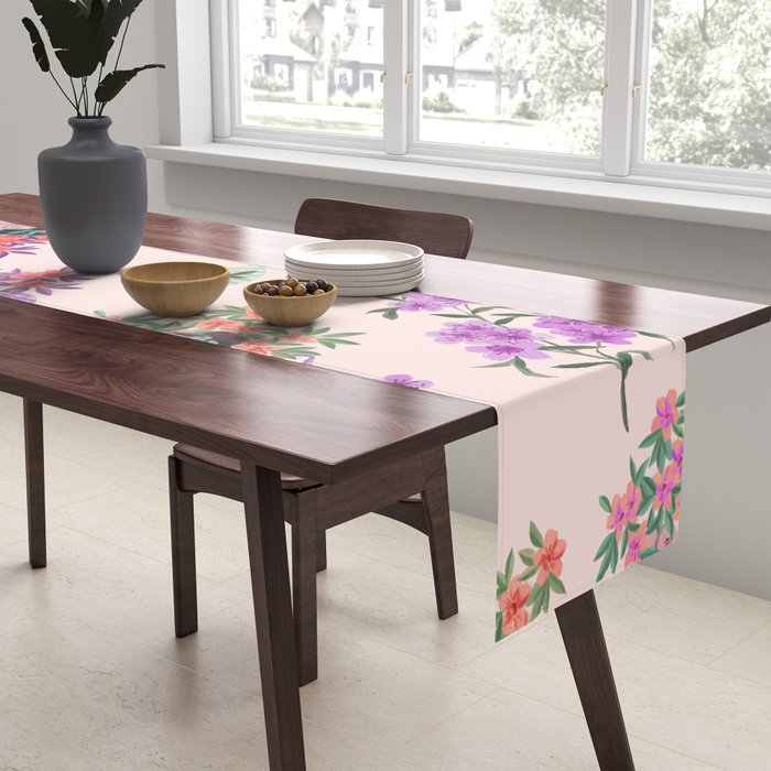 Pastel purple oriental pattern Table Runner Gallery Image 2