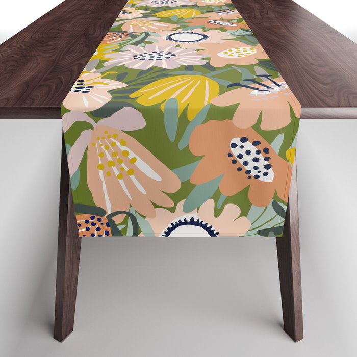 Cozy collection: mix and match happy florals Green love Table Runner Gallery Image 1