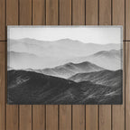 Glimpse - Black and White Mountains Landscape Nature Photography Outdoor Rug Gallery Image 1