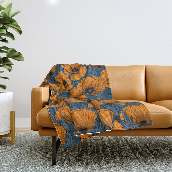 Orange poppies Throw Blanket Gallery Image 1