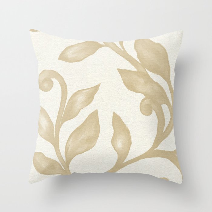 Gold elegant leaf  Throw Pillow Gallery Image 1