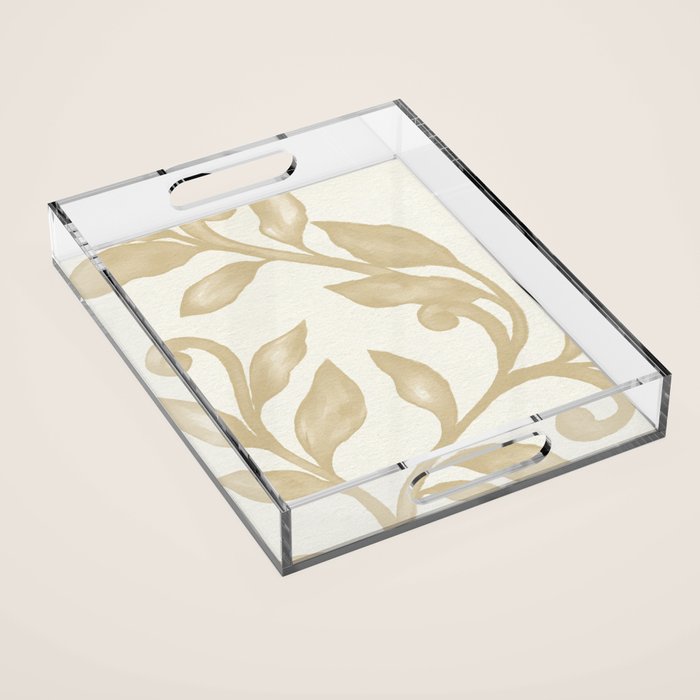 Gold elegant leaf  Acrylic Tray Gallery Image 1