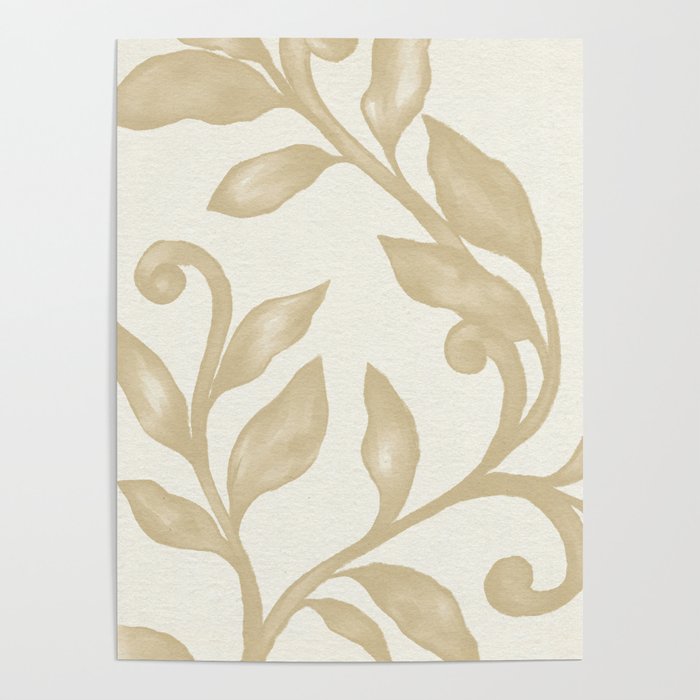 Gold elegant leaf  Poster Gallery Image 1