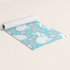 Vintage flower rabbit spring art pattern Yoga Mat Gallery Image 2