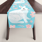 Vintage flower rabbit spring art pattern Table Runner Gallery Image 1
