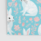 Vintage flower rabbit spring art pattern Poster Gallery Image 3