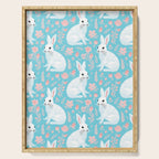 Vintage flower rabbit spring art pattern Serving Tray Gallery Image 1