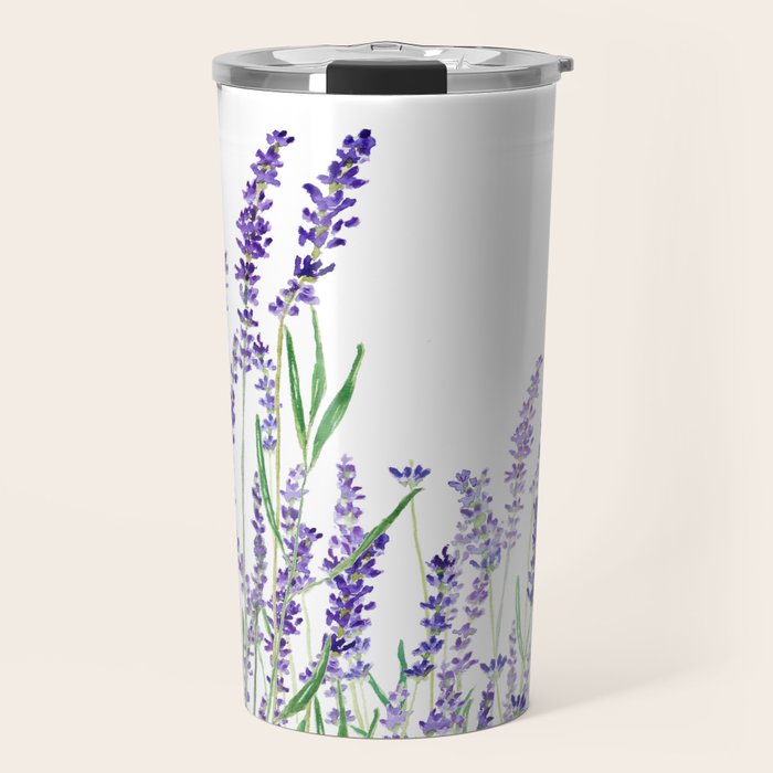 lavender watercolor horizontal Travel Mug Gallery Image 1