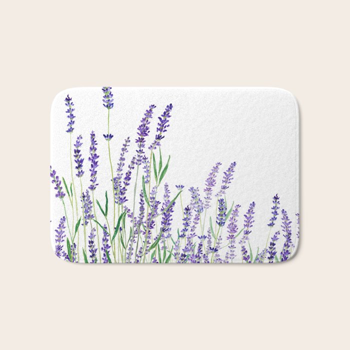 lavender watercolor horizontal Bath Mat Gallery Image 1