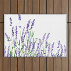lavender watercolor horizontal Outdoor Rug Gallery Image 1