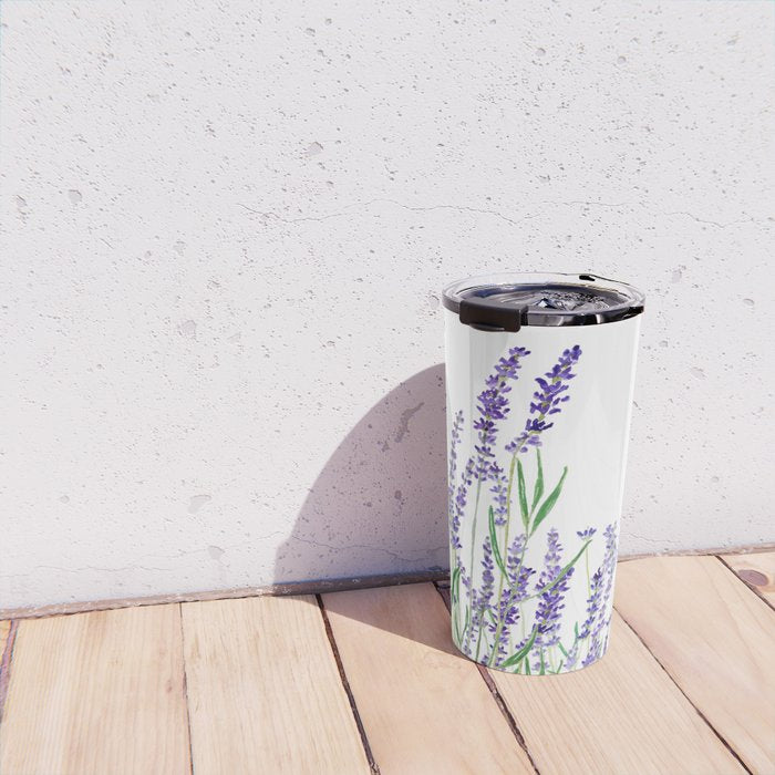 lavender watercolor horizontal Travel Mug Gallery Image 4