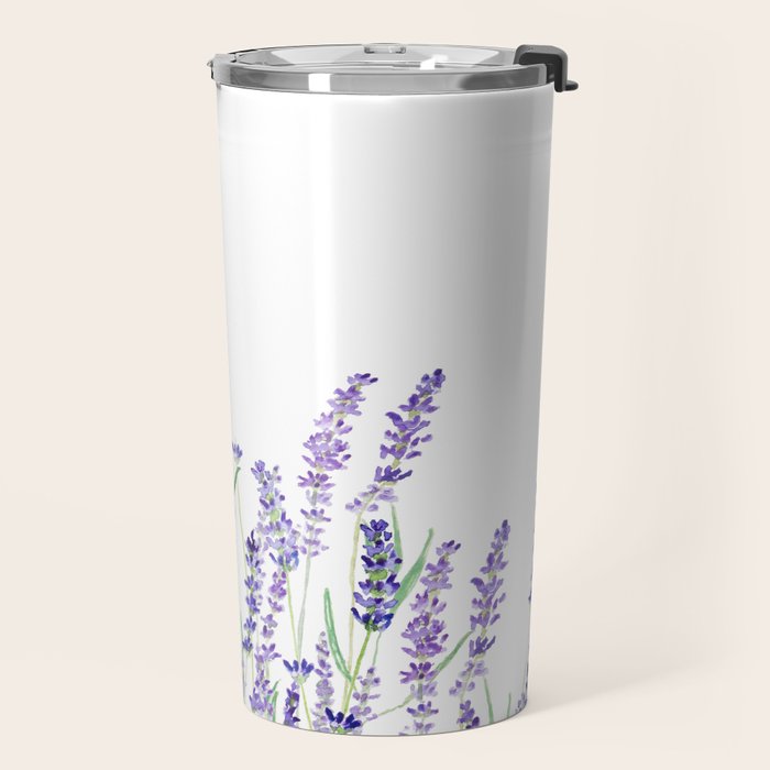 lavender watercolor horizontal Travel Mug Gallery Image 2