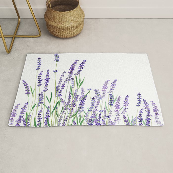 lavender watercolor horizontal Rug Gallery Image 1