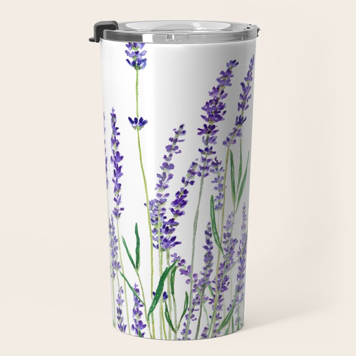 lavender watercolor horizontal Travel Mug Gallery Image 3