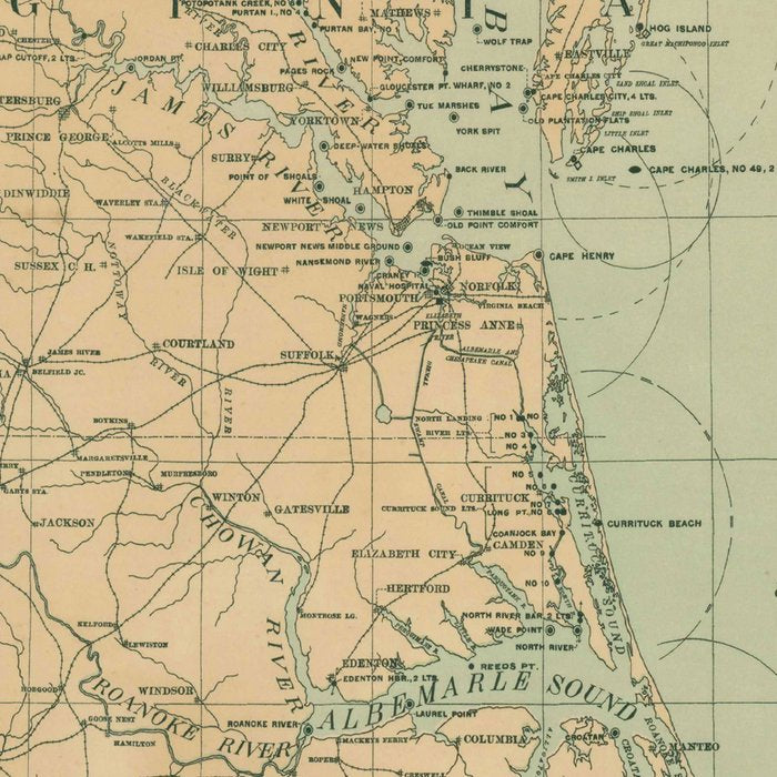 Vintage Outer Banks & Chesapeake Bay Lighthouse Map  Coffee Mug Gallery Image 2