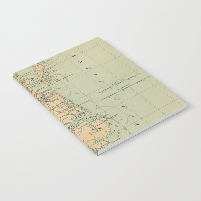 Vintage Outer Banks & Chesapeake Bay Lighthouse Map  Notebook Gallery Image 2