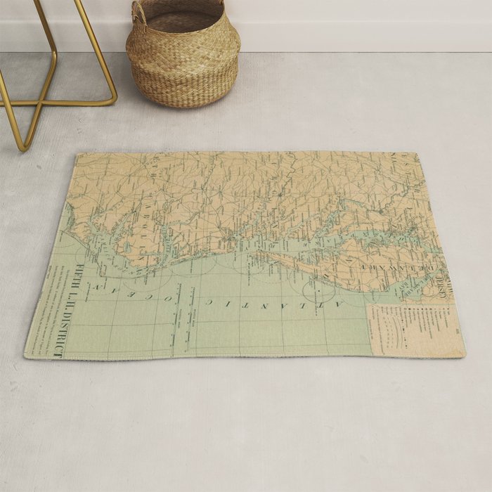 Vintage Outer Banks & Chesapeake Bay Lighthouse Map  Rug Gallery Image 1