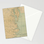 Vintage Outer Banks & Chesapeake Bay Lighthouse Map  Stationery Card Gallery Image 2