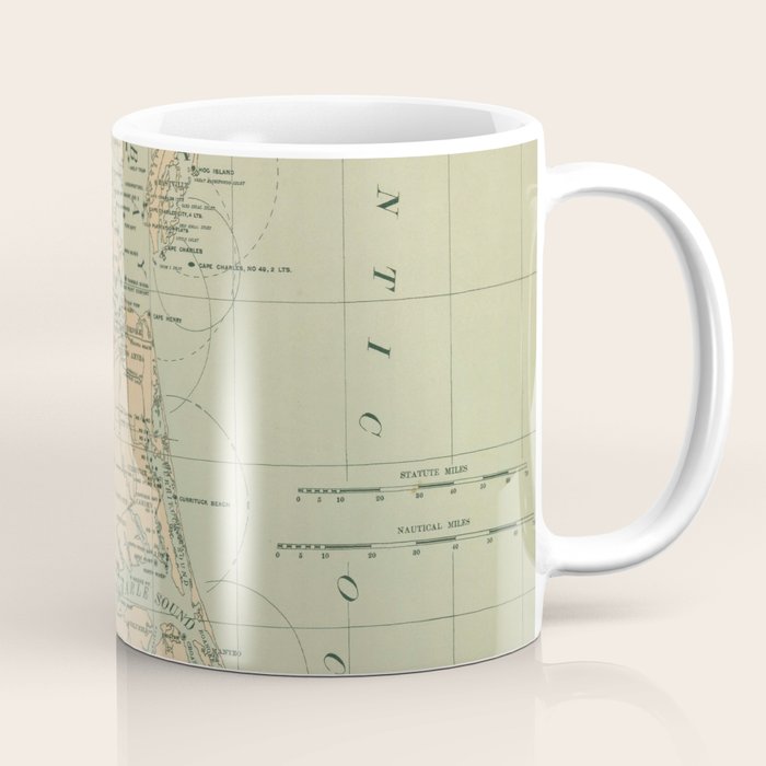 Vintage Outer Banks & Chesapeake Bay Lighthouse Map  Coffee Mug Gallery Image 1