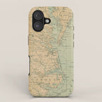 Vintage Outer Banks & Chesapeake Bay Lighthouse Map  iPhone Case Gallery Image 1