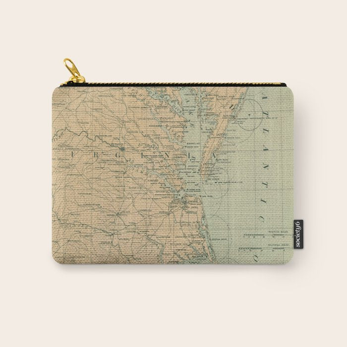 Vintage Outer Banks & Chesapeake Bay Lighthouse Map  Carry All Pouch Gallery Image 1