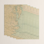 Vintage Outer Banks & Chesapeake Bay Lighthouse Map  Wrapping Paper Gallery Image 3