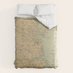 Vintage Outer Banks & Chesapeake Bay Lighthouse Map  Comforter Gallery Image 6