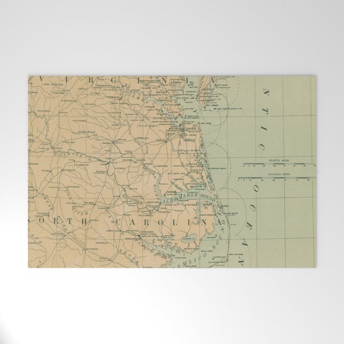 Vintage Outer Banks & Chesapeake Bay Lighthouse Map  Welcome Mat Gallery Image 1