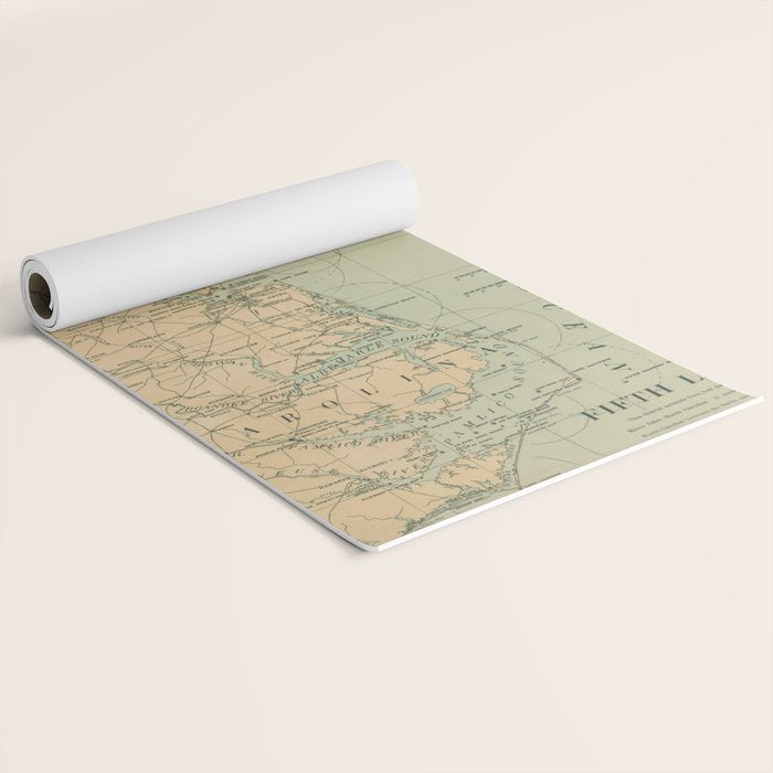 Vintage Outer Banks & Chesapeake Bay Lighthouse Map  Yoga Mat Gallery Image 2