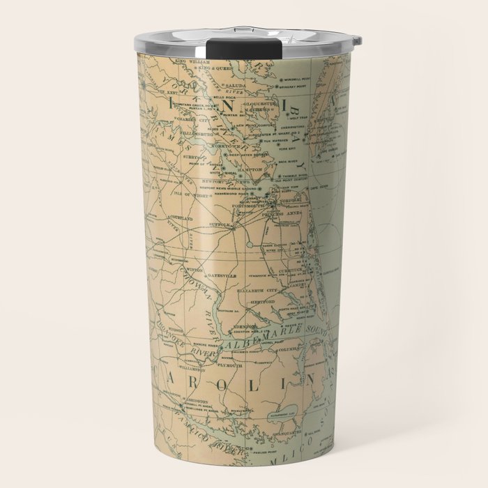 Vintage Outer Banks & Chesapeake Bay Lighthouse Map  Travel Mug Gallery Image 1