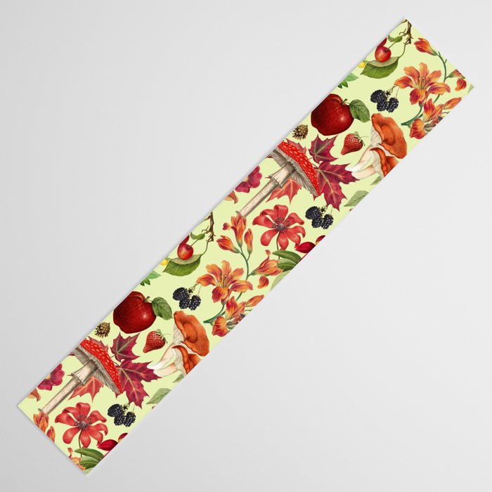 Autumns Delight Botanical Pattern With Birds On Green Table Runner Gallery Image 3