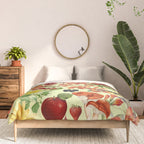 Autumns Delight Botanical Pattern With Birds On Green Comforter Gallery Image 3