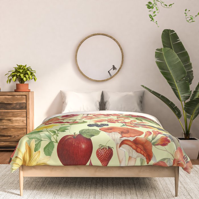 Autumns Delight Botanical Pattern With Birds On Green Comforter Gallery Image 3