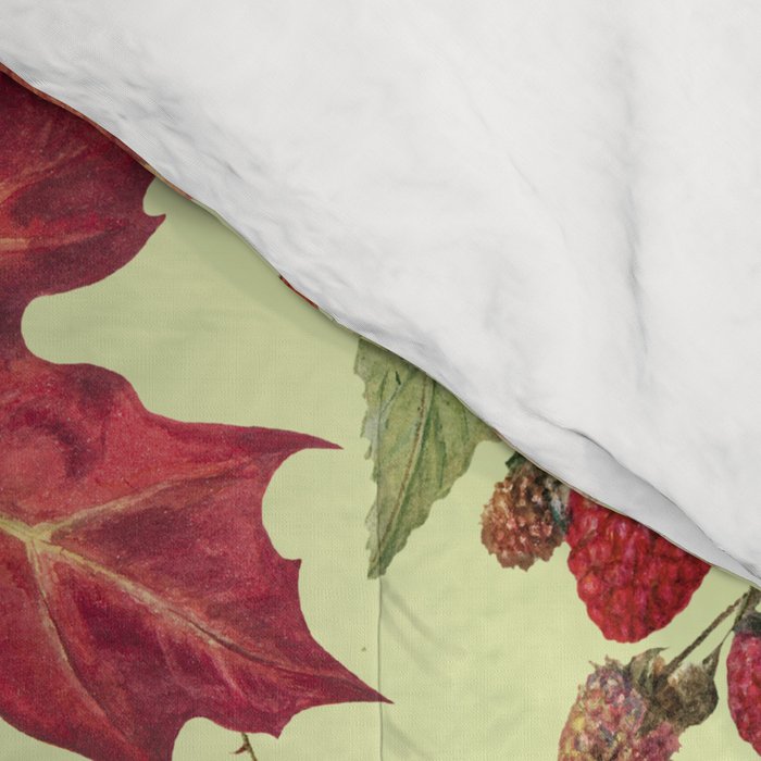 Autumns Delight Botanical Pattern With Birds On Green Comforter Gallery Image 4