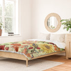 Autumns Delight Botanical Pattern With Birds On Green Duvet Cover Gallery Image 2