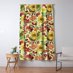 Autumns Delight Botanical Pattern With Birds On Green Window Curtain Gallery Image 5