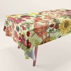 Autumns Delight Botanical Pattern With Birds On Green Tablecloth Gallery Image 1