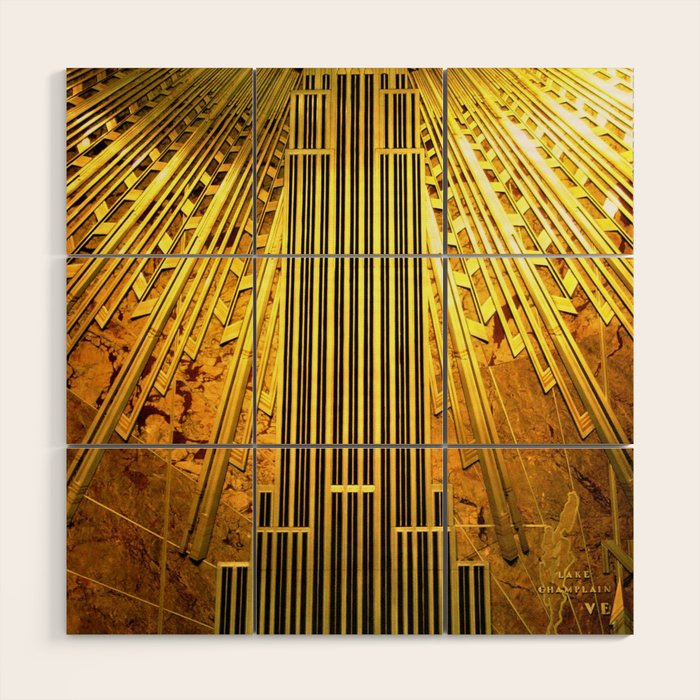 Empire State Building Lobby Art-Deco Sunburst Portrait Wood Wall Art Gallery Image 1