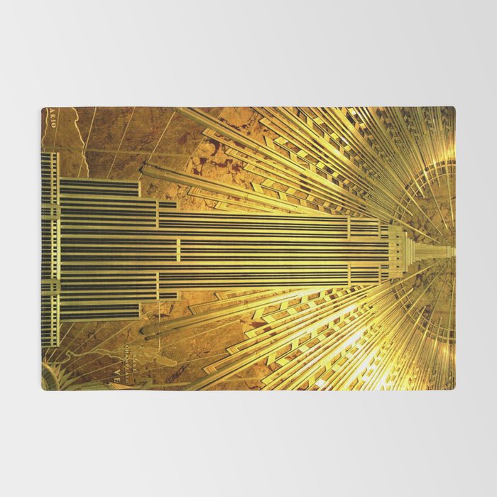 Empire State Building Lobby Art-Deco Sunburst Portrait Rug Gallery Image 2