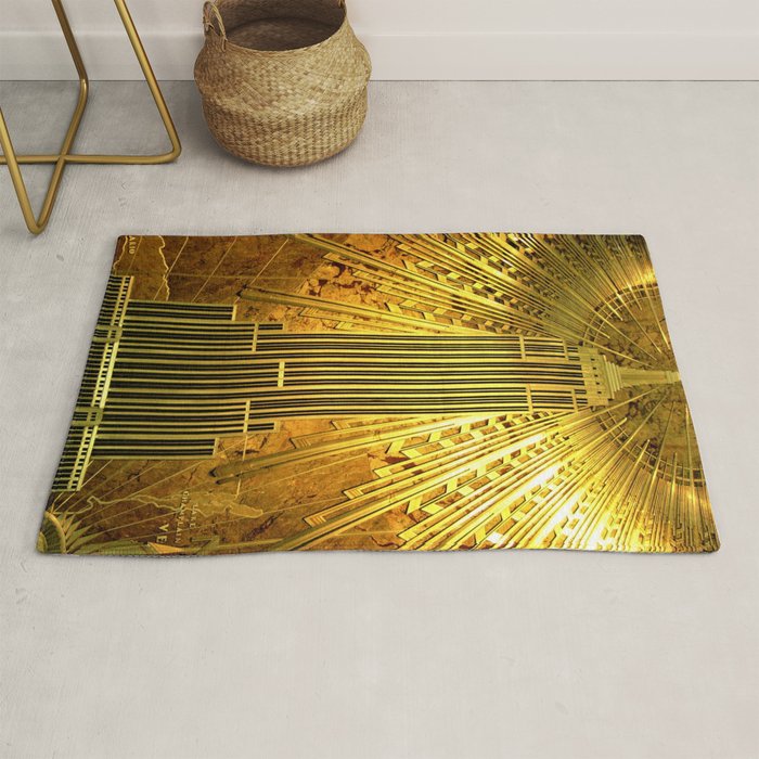 Empire State Building Lobby Art-Deco Sunburst Portrait Rug Gallery Image 1