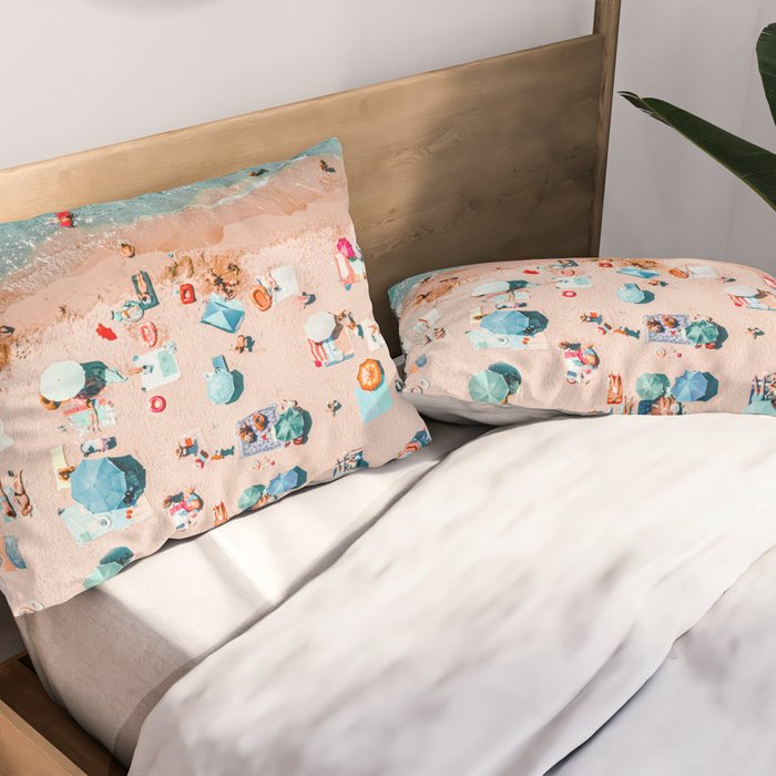 Aerial Ocean Print, Pastel Colors Beach, Sea Beach Print, Coastal Print, Beach Photography, Aerial Beach Print, Bondi Beach Print, Art Print Pillow Sham Gallery Image 2