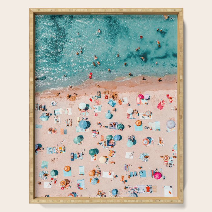 Aerial Ocean Print, Pastel Colors Beach, Sea Beach Print, Coastal Print, Beach Photography, Aerial Beach Print, Bondi Beach Print, Art Print Serving Tray Gallery Image 1
