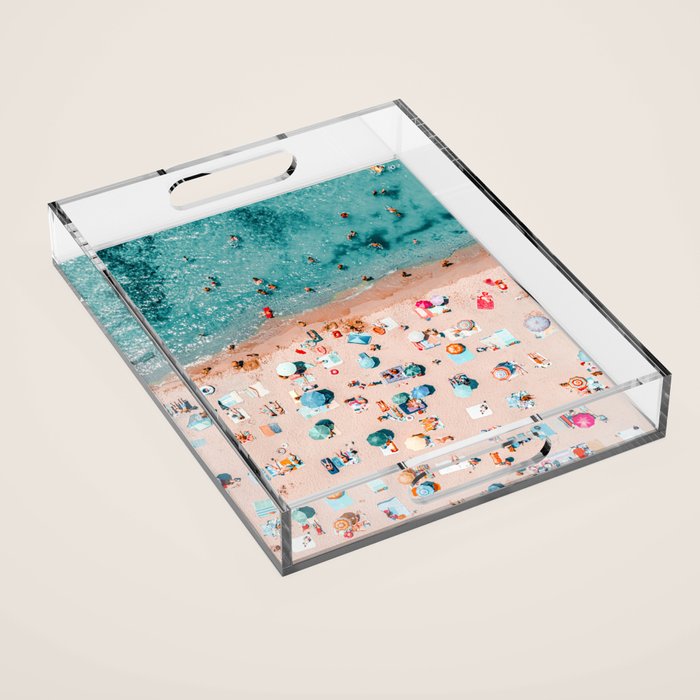 Aerial Ocean Print, Pastel Colors Beach, Sea Beach Print, Coastal Print, Beach Photography, Aerial Beach Print, Bondi Beach Print, Art Print Acrylic Tray Gallery Image 1