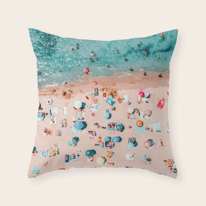 Aerial Ocean Print, Pastel Colors Beach, Sea Beach Print, Coastal Print, Beach Photography, Aerial Beach Print, Bondi Beach Print, Art Print Throw Pillow Gallery Image 6