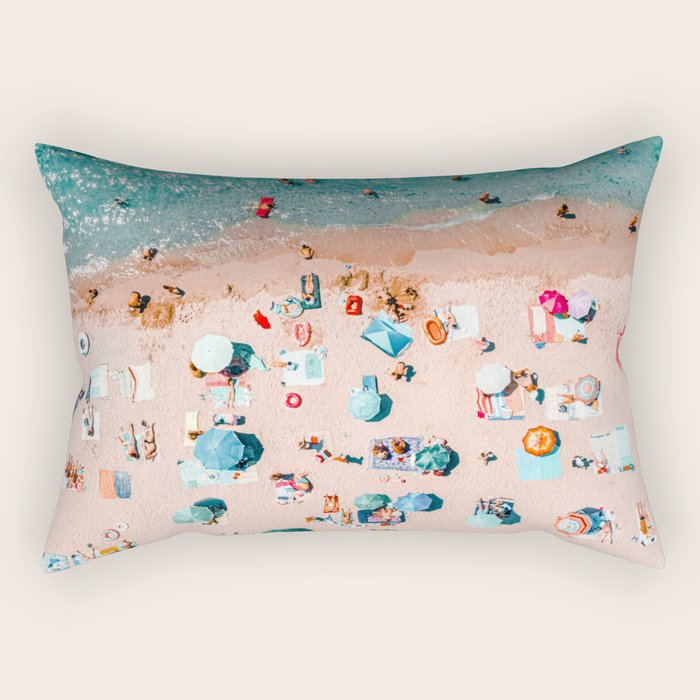 Aerial Ocean Print, Pastel Colors Beach, Sea Beach Print, Coastal Print, Beach Photography, Aerial Beach Print, Bondi Beach Print, Art Print Rectangular Pillow Gallery Image 1