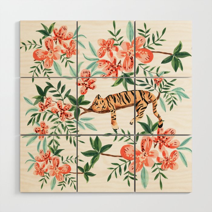 Sleeping Tiger Wood Wall Art Gallery Image 1