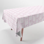 Coquette pink bows on a vertical stripes background Tablecloth Gallery Image 1