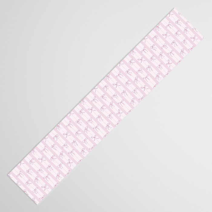 Coquette pink bows on a vertical stripes background Table Runner Gallery Image 3